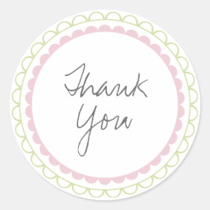 Pink Lime Frills Thank You Label Sticker