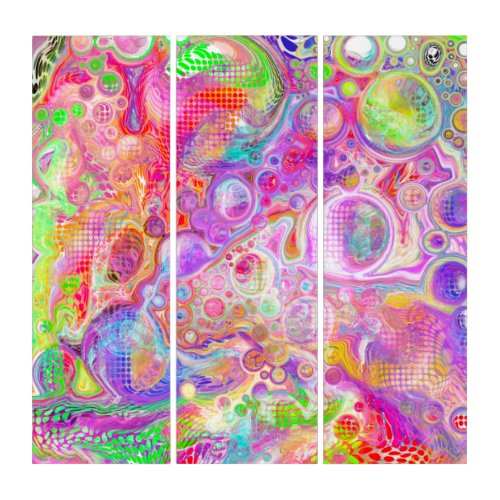Pink Lime Green and Blue Bubbly Art