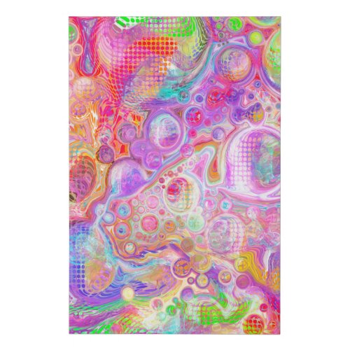 Pink Lime Green and Blue Bubbly Art Faux Canvas Print