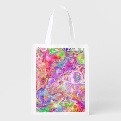 Pink Lime Green and Blue Bubbly Art Tote Bag