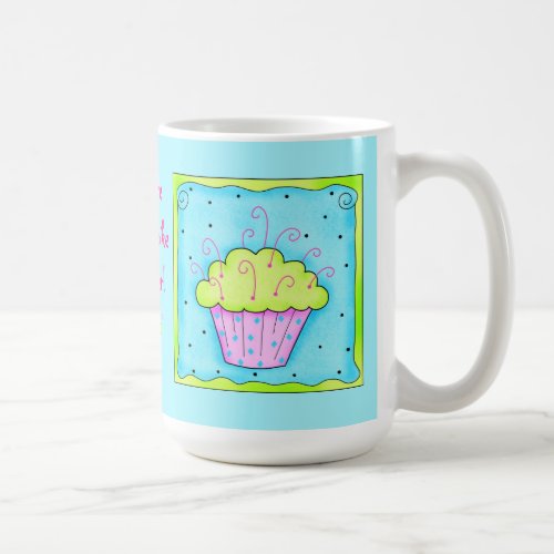 Pink Lime Green and Turquoise Cupcake Mug