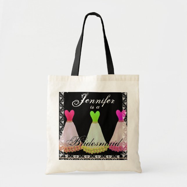 PINK & LIME GREEN Bridesmaid Dresses Tote Bag (Front)