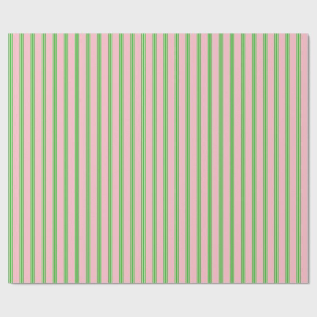 Pink & Lime Green Lines Wrapping Paper (Flat)