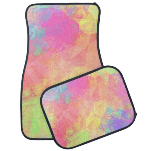 Pink Lime Green Purple Blue Polygon Art Pattern Car Floor Mat