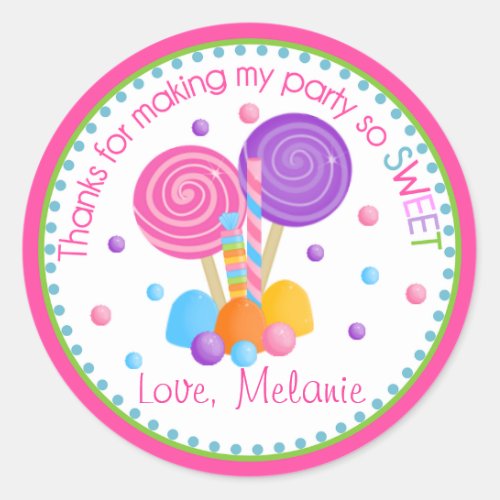 Pink Lime Green Sweet Shop Birthday Favor Classic Round Sticker