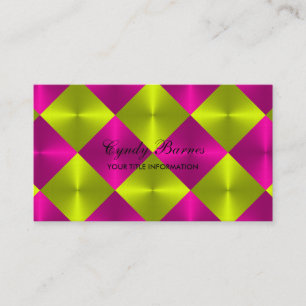 Pink Lime Metallic Look Diamond Tiles Business Card