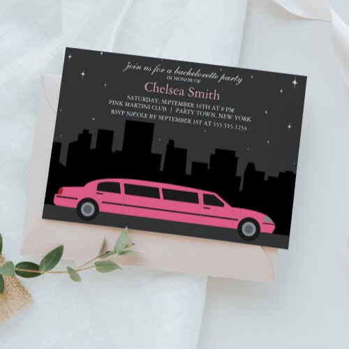 Pink Limousine Bachelorette Party Invitations