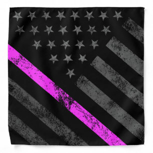 PINK LINE Breast Cancer American Flag Bandana