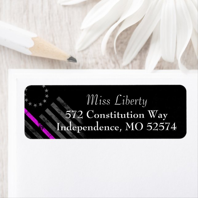 PINK LINE BREAST CANCER Betsy Ross American Flag Label (Insitu)