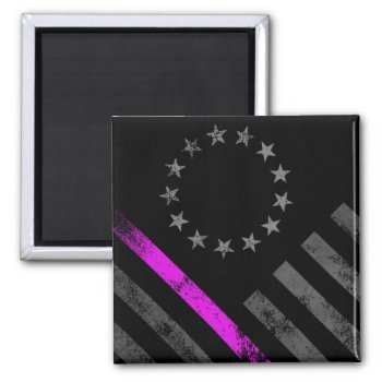 Pink Line Breast Cancer Betsy Ross American Flag Magnet by KDRDZINES at Zazzle