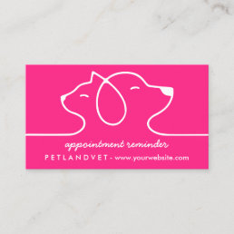 Pink Line Logo Cat Dog Pet Appointment Business Card