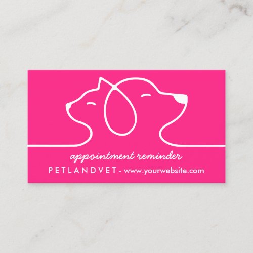 Pink Line Logo Cat Dog Pet Appointment Business Card