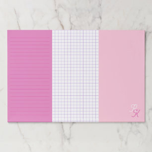 Pink Lined Grid & Blank Monogrammed Paper Pad