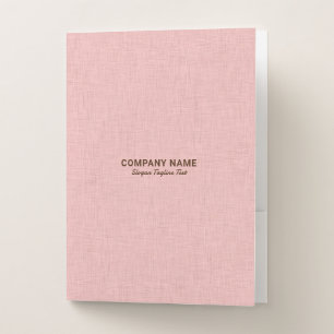 Pink Linen Burlap Fabric Look Pocket Folder