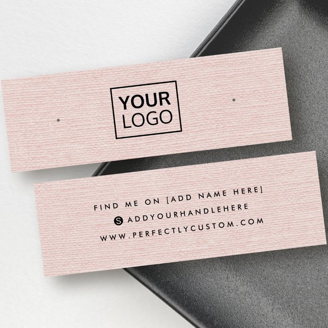 Pink linen custom logo stud earring display card (Pink linen custom logo stud earring display card)