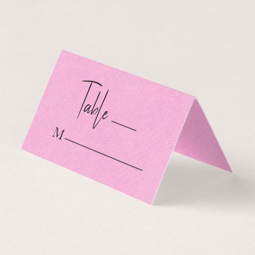 Pink Linen Simple Black Script Wedding Place Card