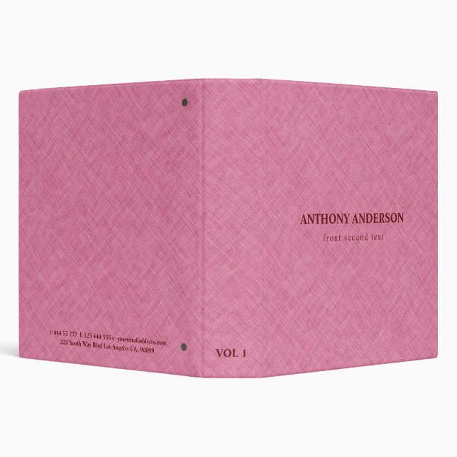 Pink Linen Texture  3 Ring Binder (Background)