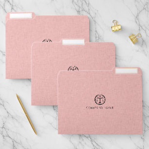Pink Linen Texture Fabric File Folder