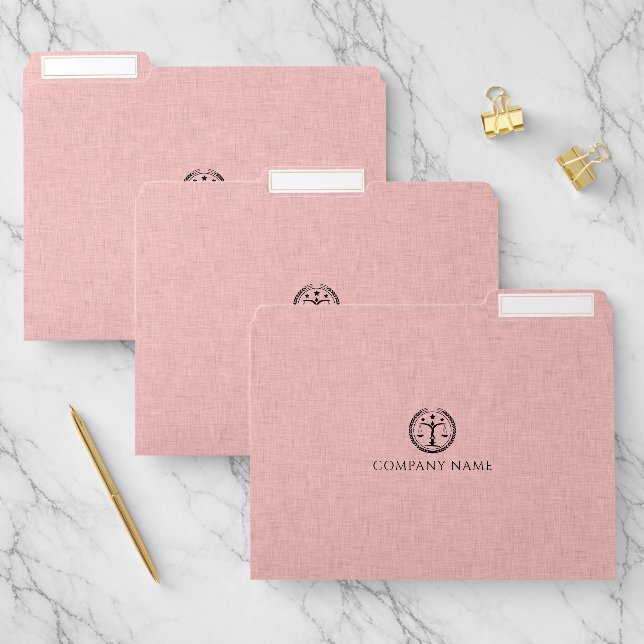 Pink Linen Texture Fabric File Folder (Set)