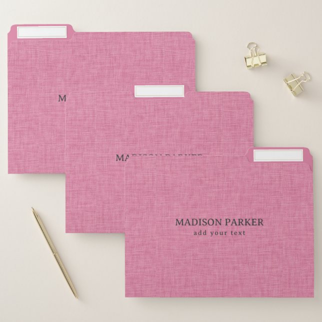 Pink Linen Texture File Folder (Set)
