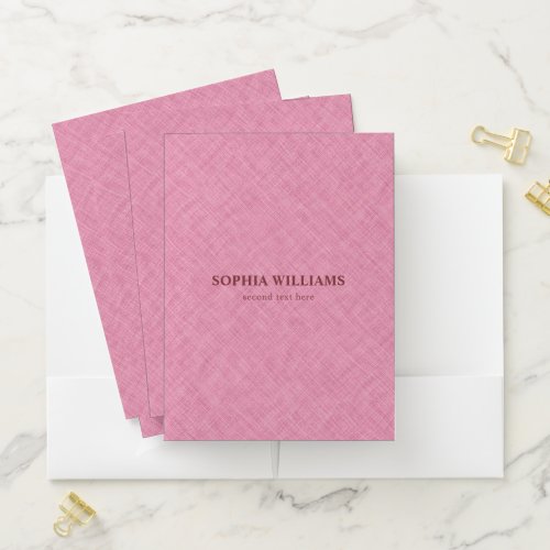 Pink Linen Texture Pocket Folder