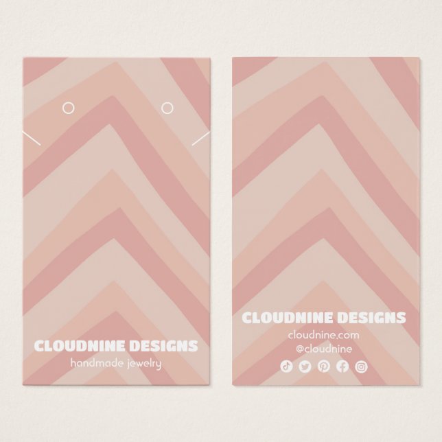Pink Lines Earring Necklace Jewelry Display Card (Front & Back)