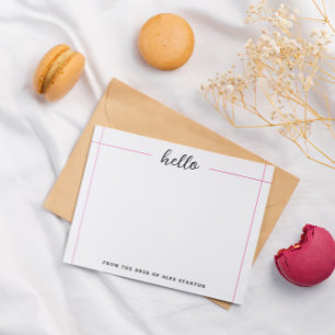 Pink Lines Hello From the Desk Of Note Card