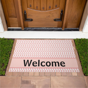 Pink Lines Welcome Personalize Doormat