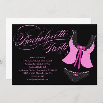 Pink Lingerie Bachelorette Party | Party Invite by PinkMoonPaperie at Zazzle