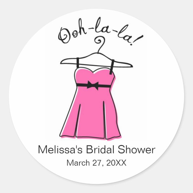 Pink Lingerie Bridal Shower Favor Stickers (Front)