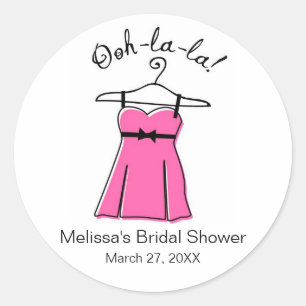 Pink Lingerie Bridal Shower Favor Stickers