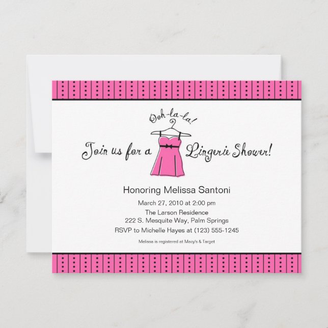 Pink Lingerie Bridal Shower Invitation (Front)