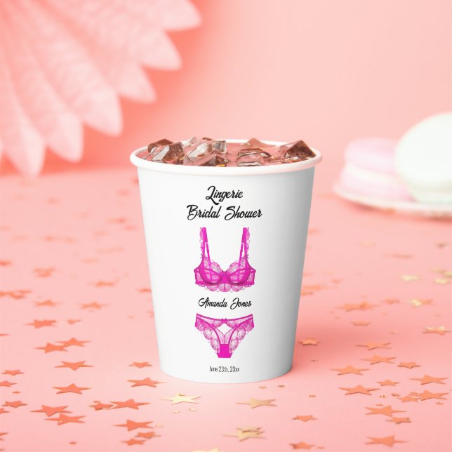 Pink Lingerie Bridal Shower Paper Cups (Insitu)