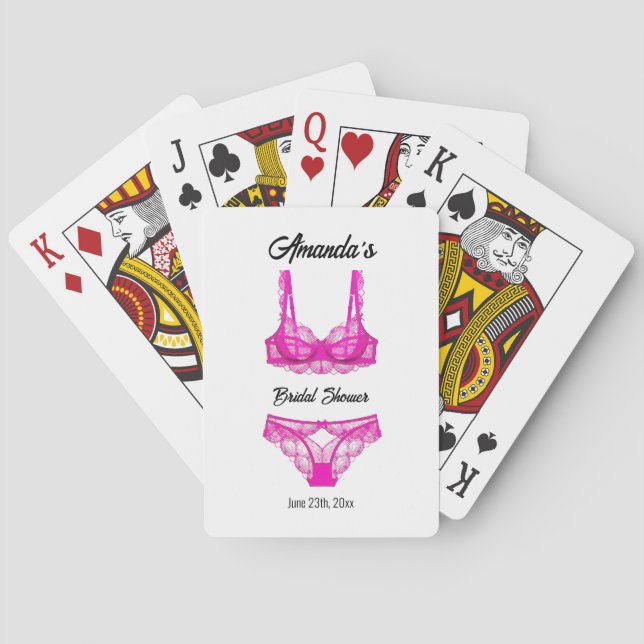 Pink Lingerie Bridal Shower Poker Cards (Back)