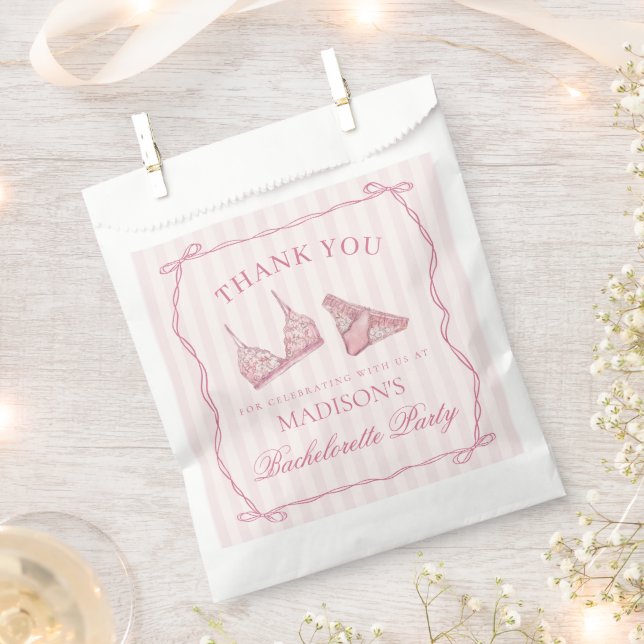 Pink Lingerie Shower Bachelorette Party Dessert Favor Bag (Clipped)