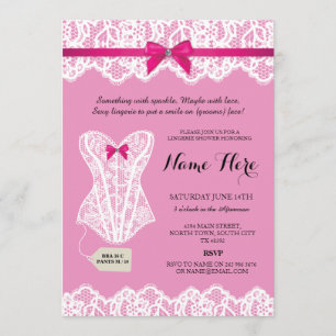 Pink Lingerie Shower Bridal Party Corset Invites