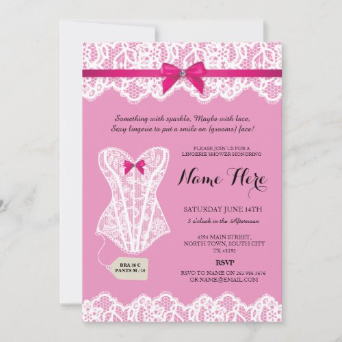 Pink Lingerie Shower Bridal Party Corset Invites