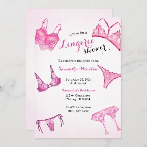 Pink Lingerie shower  Invitation