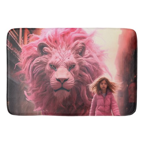 Pink Lion Bath Mat