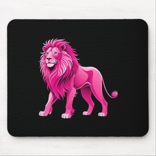 Pink Lion Breast Cancer Awareness Survivor Warrior Mouse Pad