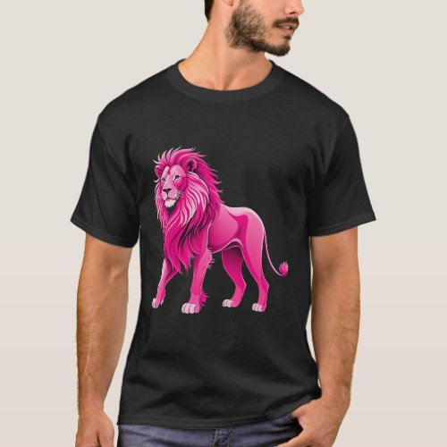 Pink Lion Breast Cancer Awareness Survivor Warrior T_Shirt