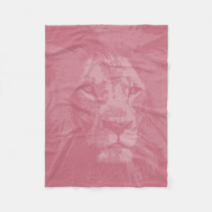 Pink Lion Face Head Fleece Blanket
