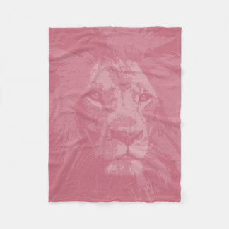 Pink Lion Face Head Fleece Blanket
