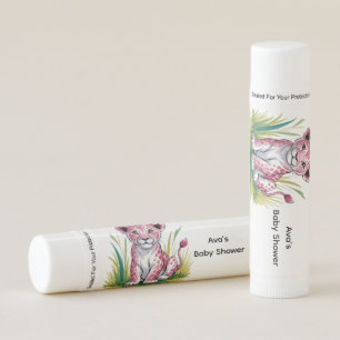 Pink Lion Girl Baby Shower Custom Lip Balm