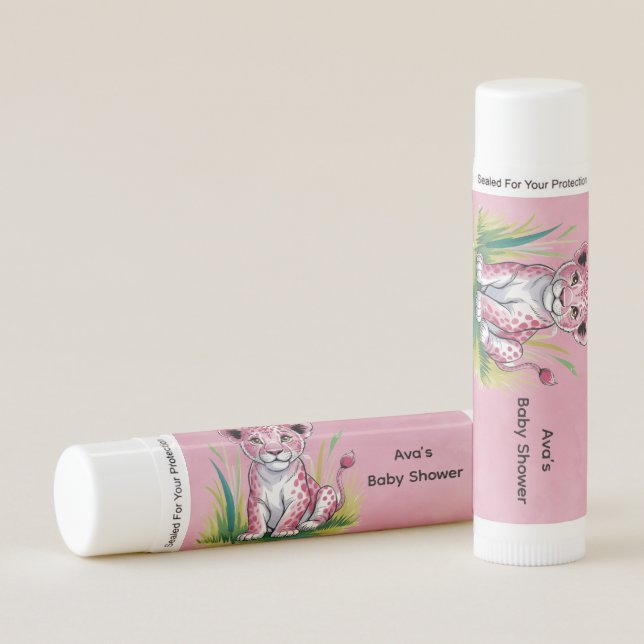 Pink Lion Girl Baby Shower Custom Lip Balm (Front)