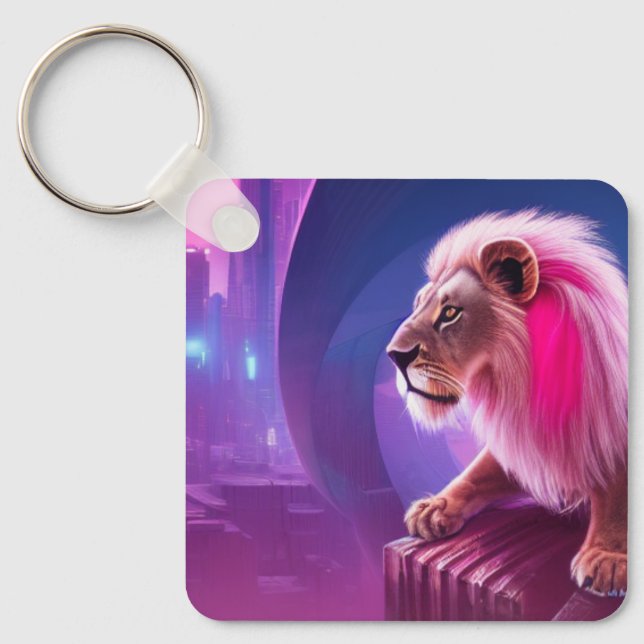 Pink Lion Keychain (Front)