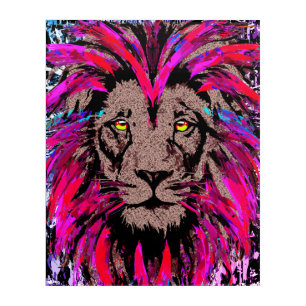 Pink Lion Portrait Drawing - Lion Acrylic Art
