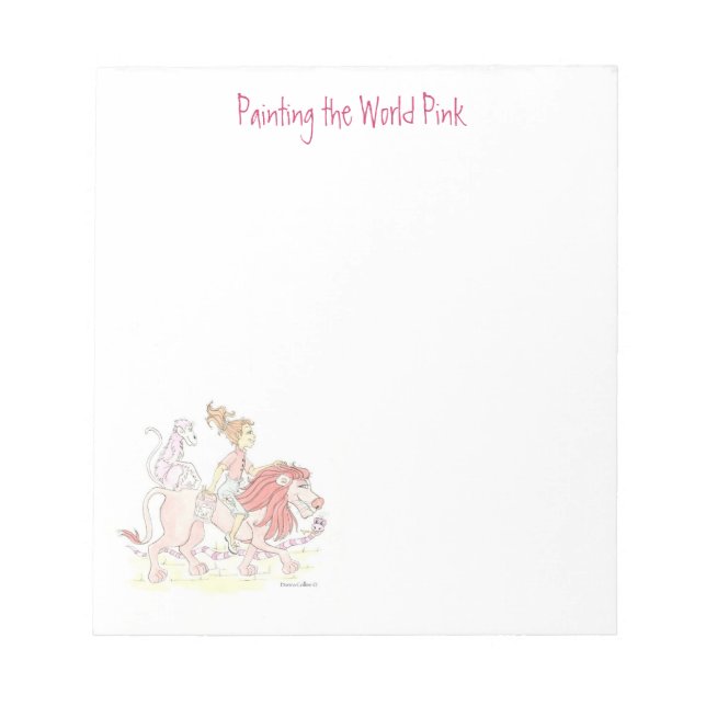 Pink Lion Tablet Notepad (Front)