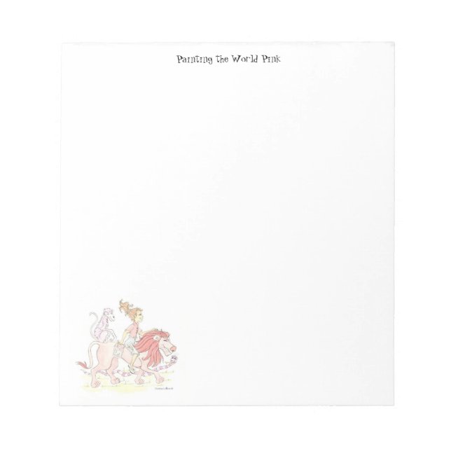 Pink Lion with Little Girl Notepad (Front)