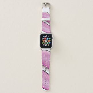 Pink lip color gloss with teeth apple watch band